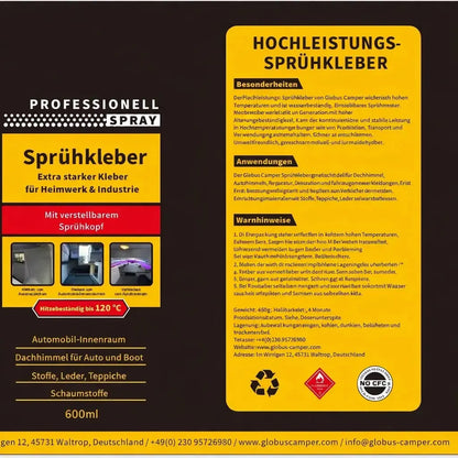 Hochleistung Sprühkleber 600ml bis 120° Globus Camper GmbH